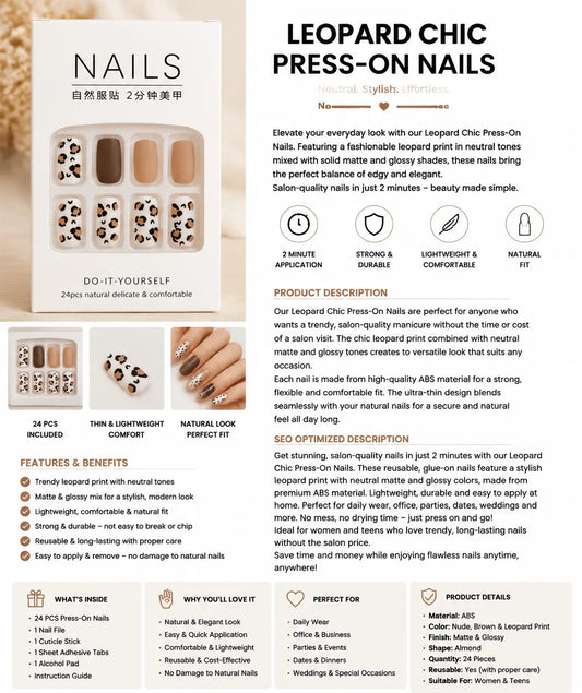 Leopard Print Press-On Nails – DIY Salon Quality Brown