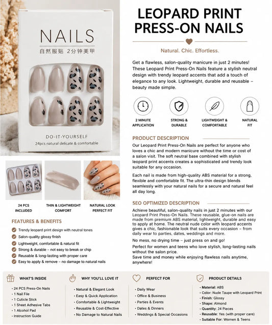 Leopard Print Press-On Nails – DIY Salon Quality
